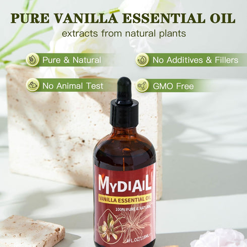 Vanilla Essential Oil (4Oz) Pure & Natural Vanilla Oil Premium Aromatherapy Essential Oil for Diffuser, Skin Care, Massage, Humidifier, Candle & S...