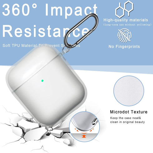 Clear AirPod 2 Case Cover Cleaning Pen 1st Accessories Set Kit, 12in1 Transparent TPU Silicone Protective Case for AirPods 1st/2nd Generation Char...