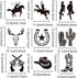 9PCS Cowboy Stencil 6×6inch Cowboy Boots and Hat Cactus Western Cowboy Cowgirl Stencil Reusable Hollow Out Drawing Template for DIY Projects, Pain...