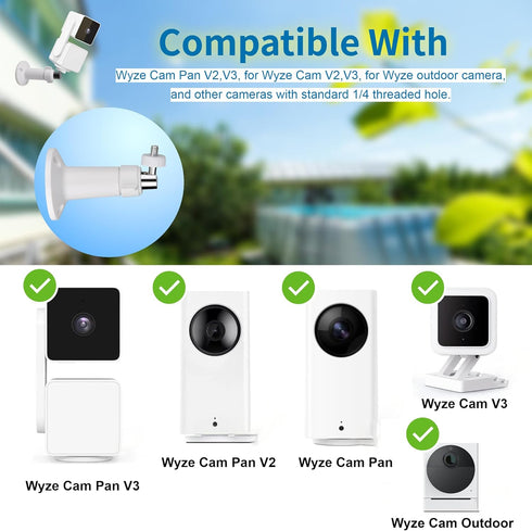 2 Pack Wall Mount for Wyze Cam Pan V3 & Wyze Cam V4/V3 & Wyze Cam Outdoor/Indoor,360 Degree Swivel Adjustable for Wyze Outdoor Indoor Camera Syste...