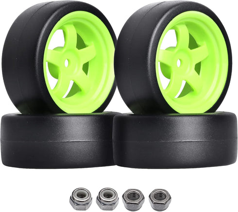 1/10 RC Drift Tires and Wheels 12mm Hex Hard Tyre for RC Drifting Car, Also Fit 1/12 1/14 1/16 Scale Models, Set of 4...