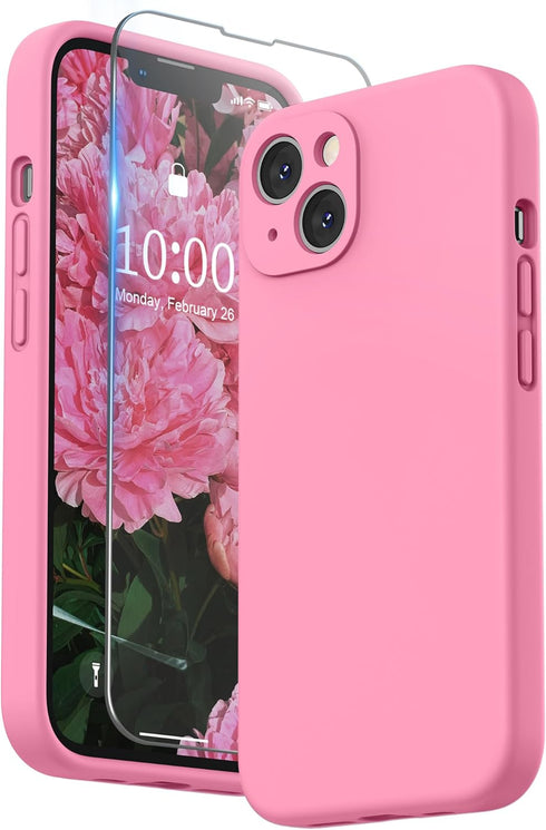 SURPHY Compatible with iPhone 13 Case with Screen Protector, (Camera Protection + Soft Microfiber Lining) Liquid Silicone Phone Case 6.1 inch 2021...