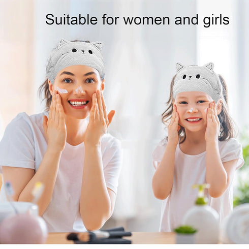 Headband for Washing Face Cute, Cat Print Headband for Women Kids, Microfiber Soft Wraps, Adjustable Elastic Hair Band for Facial Spa Makeup, Hair...