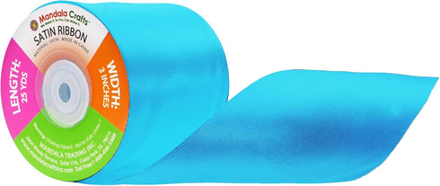 Mandala Crafts Turquoise Satin Ribbon for Crafts - 25 Yards 3 Inch Wide Fabric Ribbons for Gift Wrapping, Flower Bouquets, Hair Bows, and Wedding ...