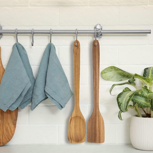 FAAY 18 Inches Large Wooden Spoon, Long Handle Heavy Duty Spoon with Scoop for Big Pot Stirring, Mixing & Cooking. Handcrafted from Teak for Crab ...