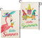 2 Pack Summer Garden Flags 12x18 Double Sided, Vertical Burlap Hello Summer Flamingo Garden Flag, Gnome Yard Flag for Home Outdoor Seasonal Decor...