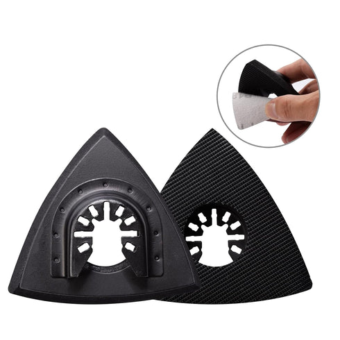 136Pcs Oscillating Tool Sanding Pad Kit, Contains 6Pcs Triangle Sanding Pads and 130Pcs Multitool Sandpaper, 60 80 100 120 240 Grits Oscillating M...