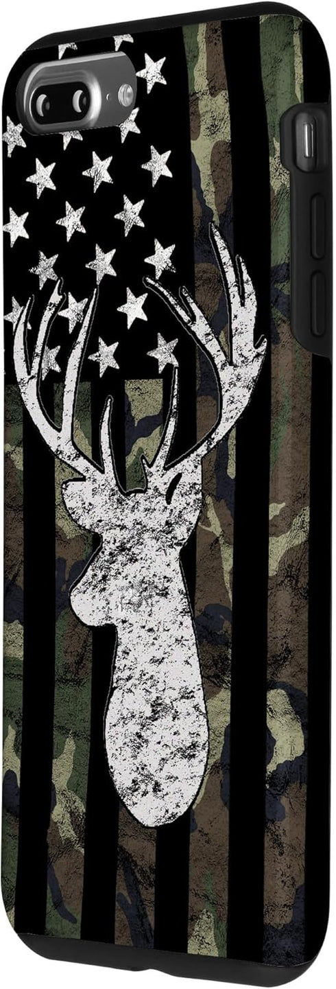 Deer Hunting Camouflage American Flag Whitetail Buck USA Case for iPhone 7 Plus/8 Plus...