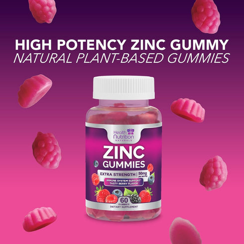 Zinc Immune Support Supplement 50mg, Max Strength Zinc Supplement Gummy for Radiant Skin & Immune Health Support for Adults, Nature’s Antioxidant ...