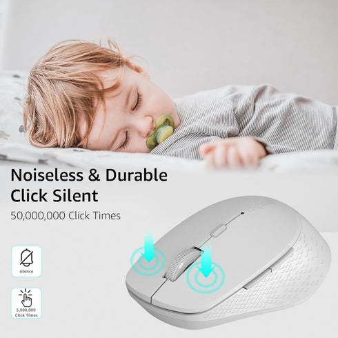 Rapoo M300G Silent Wireless Mouse, Bluetooth Mouse for Laptop, 2.4GHz with USB Receiver Computer Mouse, 2400 Adjustable DPI Optical Tracking, 1 Ye...