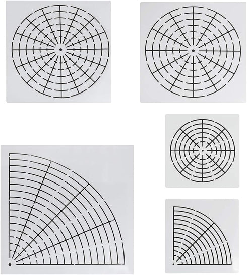 5pcs Mandala Dot Painting Tool Stencils Template Set, 8/12/16 Segment Creative Mandala Stencils Reusable Painting Stencils for DIY Wood, Fabric, G...
