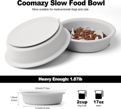 Coomazy Slow Feeder Dog Bowls Specially Designed for Small Breed Dogs French Bulldogs, Beagle, Dachshund, Schnauzer, Grey...