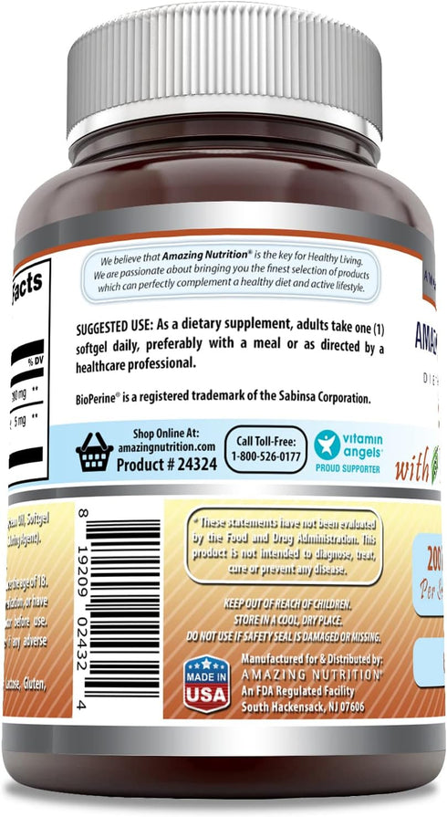 Amazing Formulas CoQ10 with Bioperine Supplement | 200 Mg Per Serving | 60 Softgels | Non-GMO | Gluten Free | Made in USA...