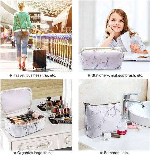 MAGEFY 3Pcs Makeup Bags Portable Travel Cosmetic Bag Waterproof Organizer Multifunction Case with Gold Zipper Marble Toiletry Bags for Women......