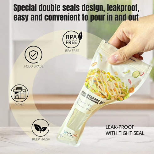 48 Pack Salad Dressing Container to Go, 3.5oz Small Disposable Food Storage Bag, Yogurt Applesauce Pouch, Snack Sauce Condiment Container, Nut Fru...
