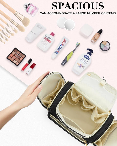 Telena Travel Essentials Toiletry Cosmetic Makeup Bag - Hanging Multifunctional Make Up Organizador,Water Resistant Accessories for Women,Portable...