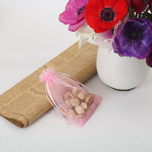 HRX Package 100pcs Pink Organza Bags,4 x 6 inches Wedding Christmas Favors Gift Drawstring Bags Jewelry Pouches...