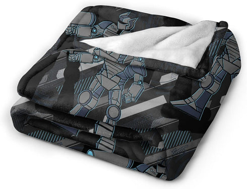 Robotic Warrior Pattern Throw Blankets All Season Ultra Soft Warm Robot Giftable Fleece Blanket for Home Bed Sofa Couch Chair Outdoor Travel Campi...