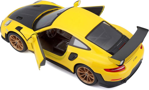Maisto Porsche 911 GT2 RS Yellow with Carbon Hood and Gold Wheels Special Edition 1/24 Diecast Model Car...