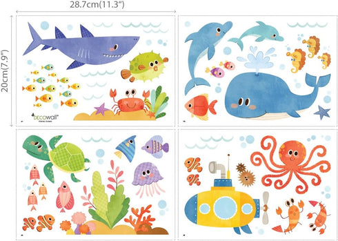 DECOWALL DS4-8009 Sea Adventure Kids Wall Stickers Wall Decals Peel and Stick Removable Wall Stickers for Kids Nursery Bedroom Living Room (Small)...