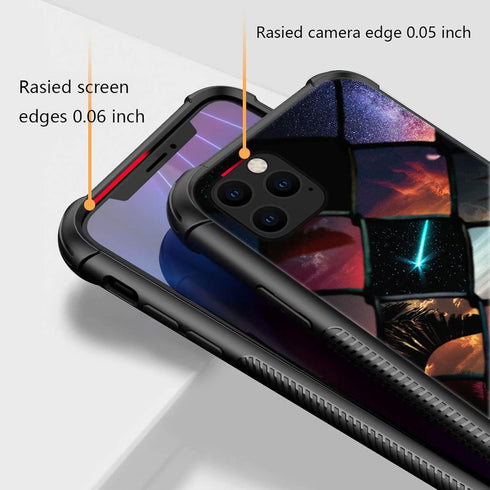 Case Compatible with iPhone 12,Pattern Plexiglass 12 Pro Case for Boys Men,Grid Sunset Pattern Shockproof Anti-Scratch Case for iPhone 12/12 Pro 6...