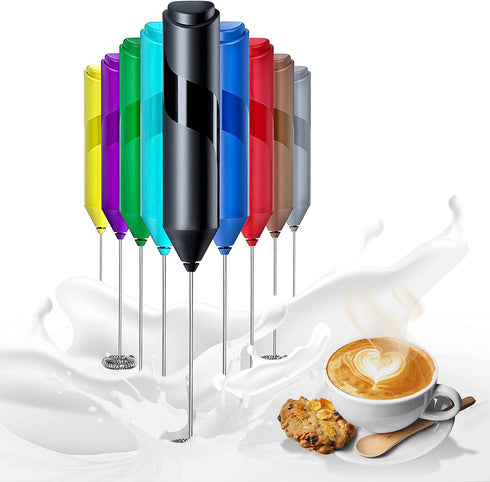 YSSOA Electric Milk Frother Handheld with Stainless Steel Stand Battery Operated Whisk Drink Mixer for Coffee, Frappe, Latte, Matcha, Hot Chocolat...