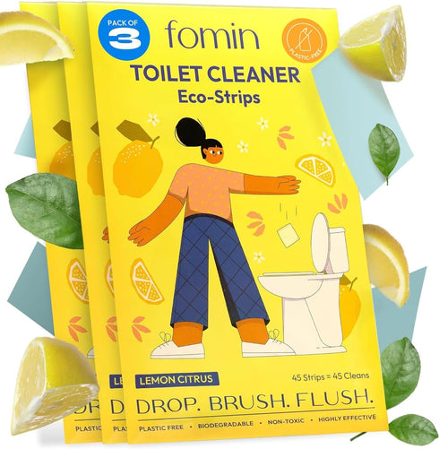 FOMIN Non-Toxic Toilet Bowl Cleaner Strips - (135 Strips) - Plastic-Free, Septic Safe Toilet Cleaning Strips, Remove Stains & Odors - The Ultimate...