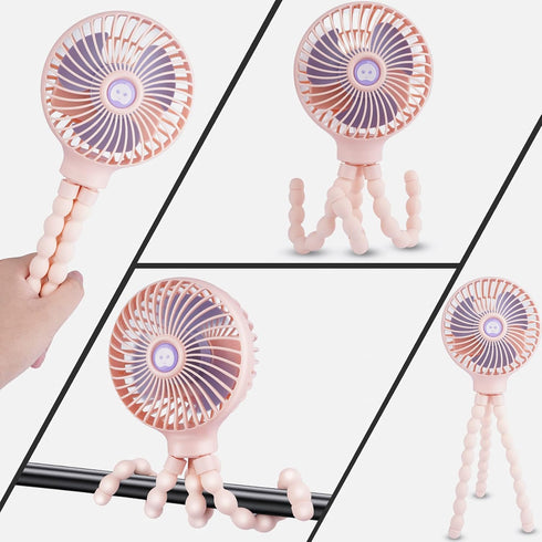 Portable Stroller Fan, With Flexible Tripod and 3 Speeds Clip On Car Seat Fan Mini Small Personal Handheld Battery Powered USB Fan, for Pram Crib ...