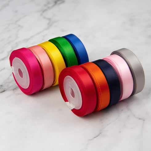 VATIN Solid Color Double Sided Polyester Satin Ribbon 10 Colors 3/8" X 5 Yard Each Total 50 Yds Per Package Ribbon Set, Perfect for Gift Wrapping,...