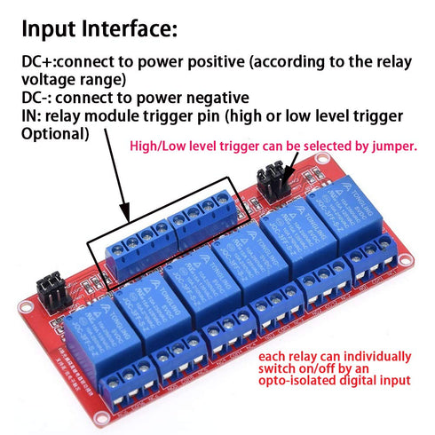 Relay Module with Optocoupler High/Low Level Trigger for Arduino (5, 5V Relay 6 Channel)...
