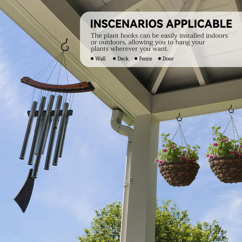 Screw in Hooks, 2 Pack 6 Inch Plant Hooks Outdoor Bird Feeder Hooks - Black Metal Ceiling Hooks for Hanging Plants,String Lights,Christmas Lights ...