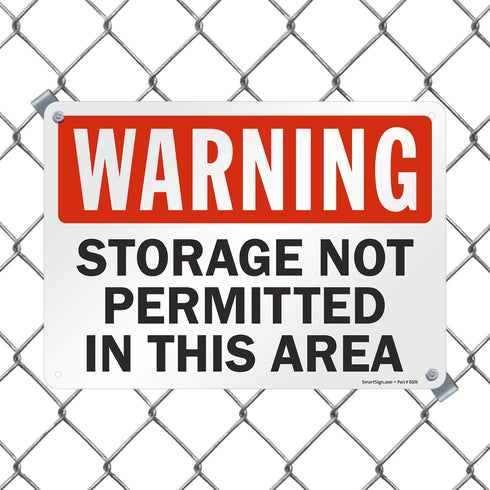 SmartSign "Warning - Storage Not Permitted In This Area" Sign | 10" x 14" Plastic...