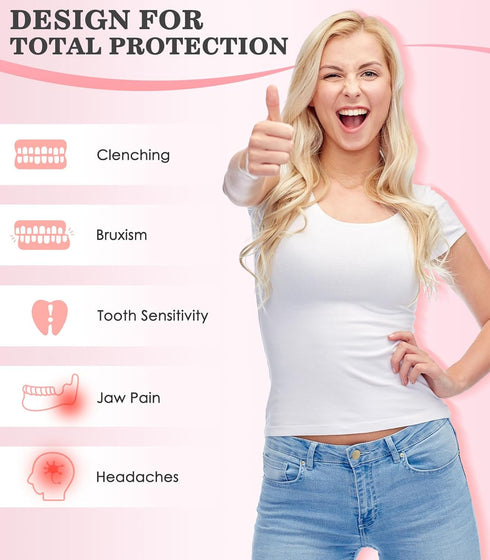 Mouth Guard for Grinding Teeth, 4 Pack Moldable Teeth Guard at Night Sleep Jaw Clenching & Bruxism, Ventilated Teeth Grinding Guard Box with 5X Ma...