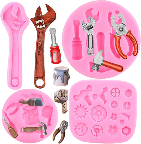 Hand Tools Silicone Molds Construction Tools Chocolate Fondant Molds Steampunk Gear Mold For Cake Decorating Cupcake Topper Sugar Gum Paste Candy ...