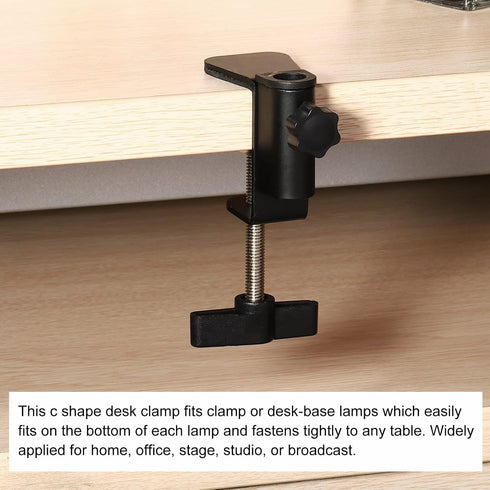 PATIKIL 0.49" Hole Dia. Desk Clamp, 2 Pcs Universal C-Clamp Base with Adjustable Screw for Microphone Mic Arm Table Lamp Mount Holder, Black...