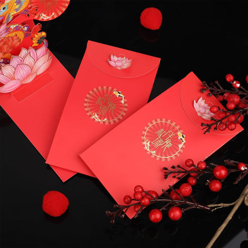 12pcs Chinese Red Envelopes, Three-Dimensional Creative Dragon Red Packet 2024 Lai See Envelopes 3D Pop Up Lucky Money Pocket Hong Bao for Chinese...