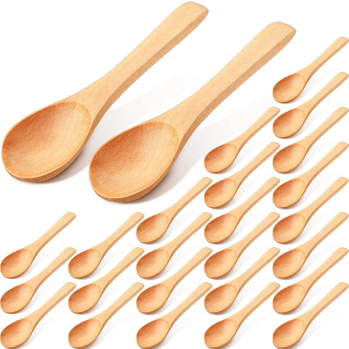 36 Pieces Small Wooden Spoons Wooden Makeup Spatulas Wooden Cosmetic Spoons Mini Nature Wooden Beauty Scoop for Women Girls Mixing Makeup, Facial ...