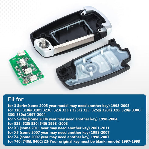 EWS Modified Flip Remote Key 4 Button for BMW X5 Z3 Z4 2001-2005 HU92 Blade...