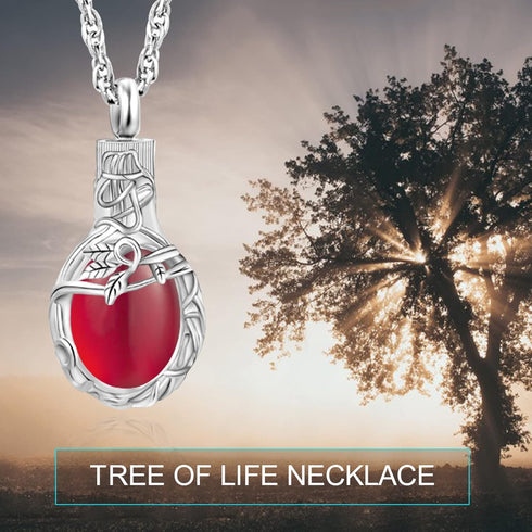 Tree of Life Urn Necklace for Ashes Teardrop Cremation Jewelry with Crystal Love Memorial Jewelry Ash Holder Birthstone Necklaces for Ashes Rememb...