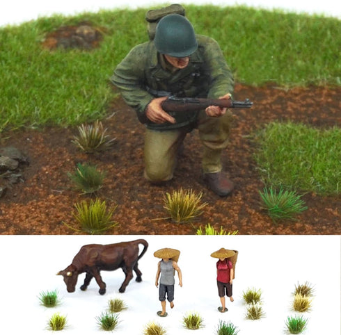 Cayway 208 PCS Static Grass Tuft Model Grass Tufts Terrain Model Kit Resin Static Scenery Model Miniature Shrubs Bushes for Train Landscape Railwa...