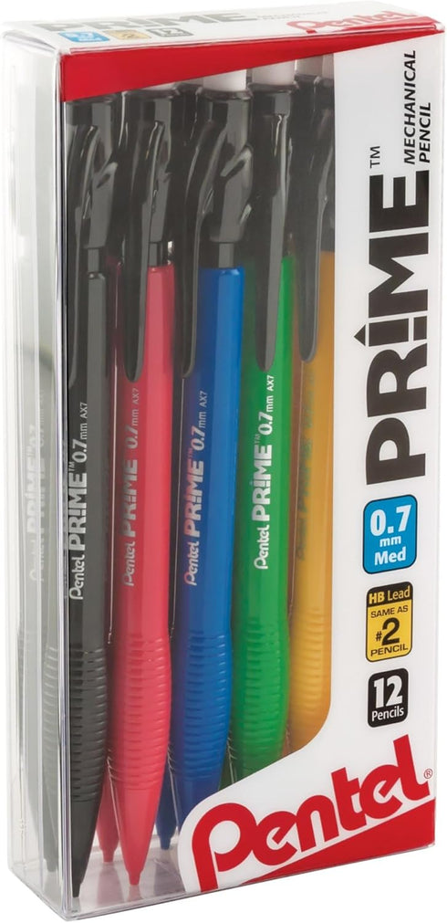 Prime Mechanical Pencils, 0.7 mm, Medium Point, Assorted Barrel Colors, Pack of 12...
