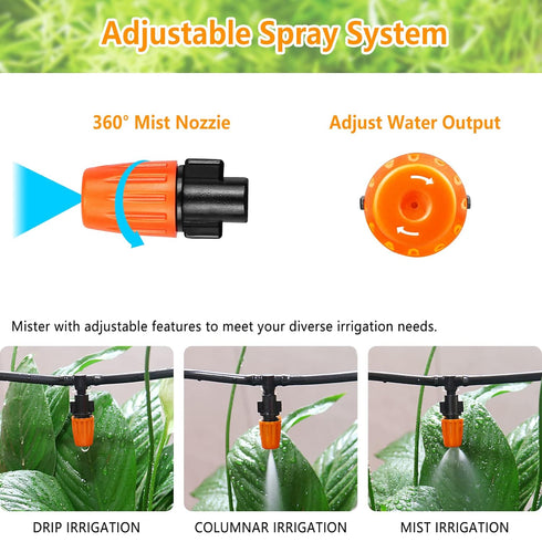 Drip Irrigation Fittings Kit for 1/4" Tubing, 240 Pcs Drip Line Connectors for Drip Systems - Nozzles, Micro Drips, Single barbs, 4 Way Connectors...