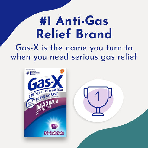 Gas-X Maximum Strength Gas Relief Softgels with Simethicone 250 mg - 30 Count...