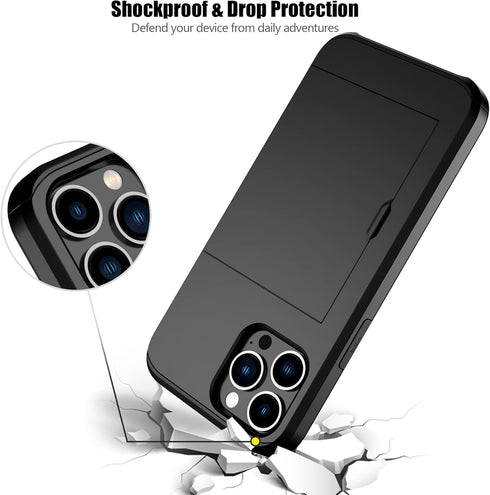 Nvollnoe for iPhone 12 Pro Max Case with Card Holder Heavy Duty Protective Dual Layer Shockproof Hidden Card Slot Slim Wallet Case for iPhone 12 P...