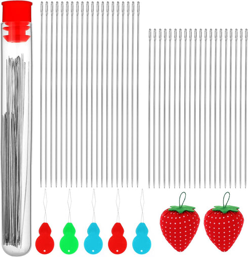 40 PCS Beading Needles Set Long Straight Big Eye Beading Thread Needles Extra Fine Thin Beading Embroidery Needles for Beads for Bracelets Jewelry...