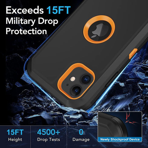 for iPhone 11 Case, with Built in Screen Protector Heavy Duty Drop Protection, Full Body Rugged Shockproof Dust Proof 3- Layer Tough Protective Ph...
