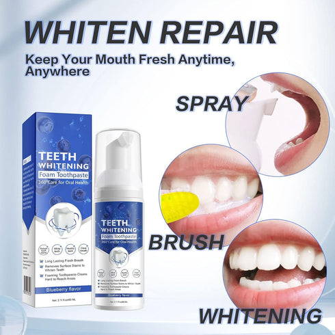 2 Packs Foam Toothpaste, Whitening Toothpaste, Baking Soda Toothpaste, Ultra-fine Mousse Foam Deeply Cleaning Gums, for Great Oral Care & Whitenin...