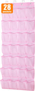 MISSLO Kids Over the Door Shoe Organizer Pink Hanging Shoe Rack Baby Toddler Hanging Shoe Organizer Cute Shoe Holder Girl Room Decor 28 Pockets...