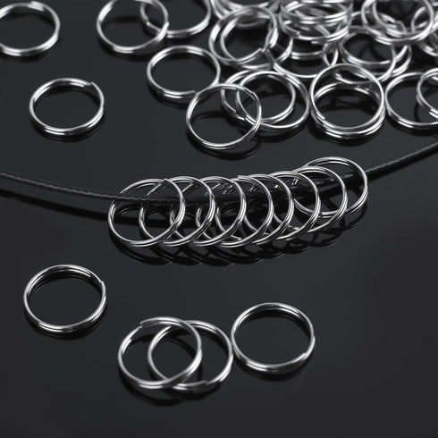 300 PCS 14mm Metal Split Ring Nickel Plated Small Key Chain Ring Part for Connecting Clasps Charms Links and Ornament Crafts, Silver...