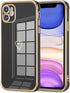 DEFBSC Electroplate Case for iPhone 11 Case with Gold Heart, Luxury Plating Edge Bumper Cute Case with Full Camera Lens Protection for Women Girls...